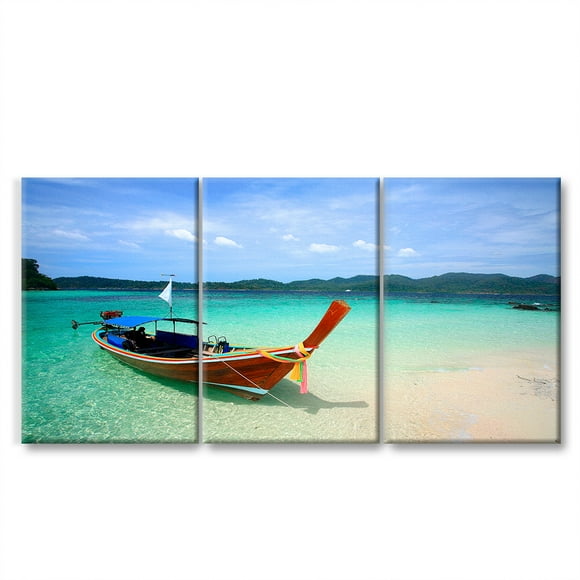 Cuadros Decorativos Bote en la Playa Set 3 piezas Joss Design 40 x 60