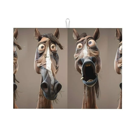 

Coaee Funny Horse Faces Expressions for Kitchen Drying Mat Dish Drying Mats for Kitchen Counter Foldable Water-Absorbent Suitable for Draining Racks