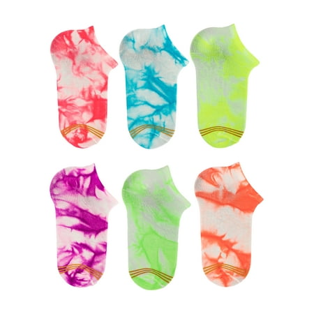 Gold Toe Girls Socks, 6 Pack No Show Tie Dye, Sizes M-L