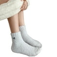 thumbnail image 5 of HUKOEMPN Fuzzy Socks Women's Thick Coral Fleece Lined for WarmthIn Autumn And Winter Plush With Bow Knot Sleep Socks For Women Light Blue, 5 of 5