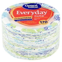 Great Value Everyday Premium Paper Plates, 8 5/8", 170 Count