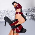 thumbnail image 3 of GERsome Womens Kitten Heels Sandals Square Open Toe Mules Slip On Dress Pumps for Wedding Party Prom Wine Size 8.5, 3 of 9