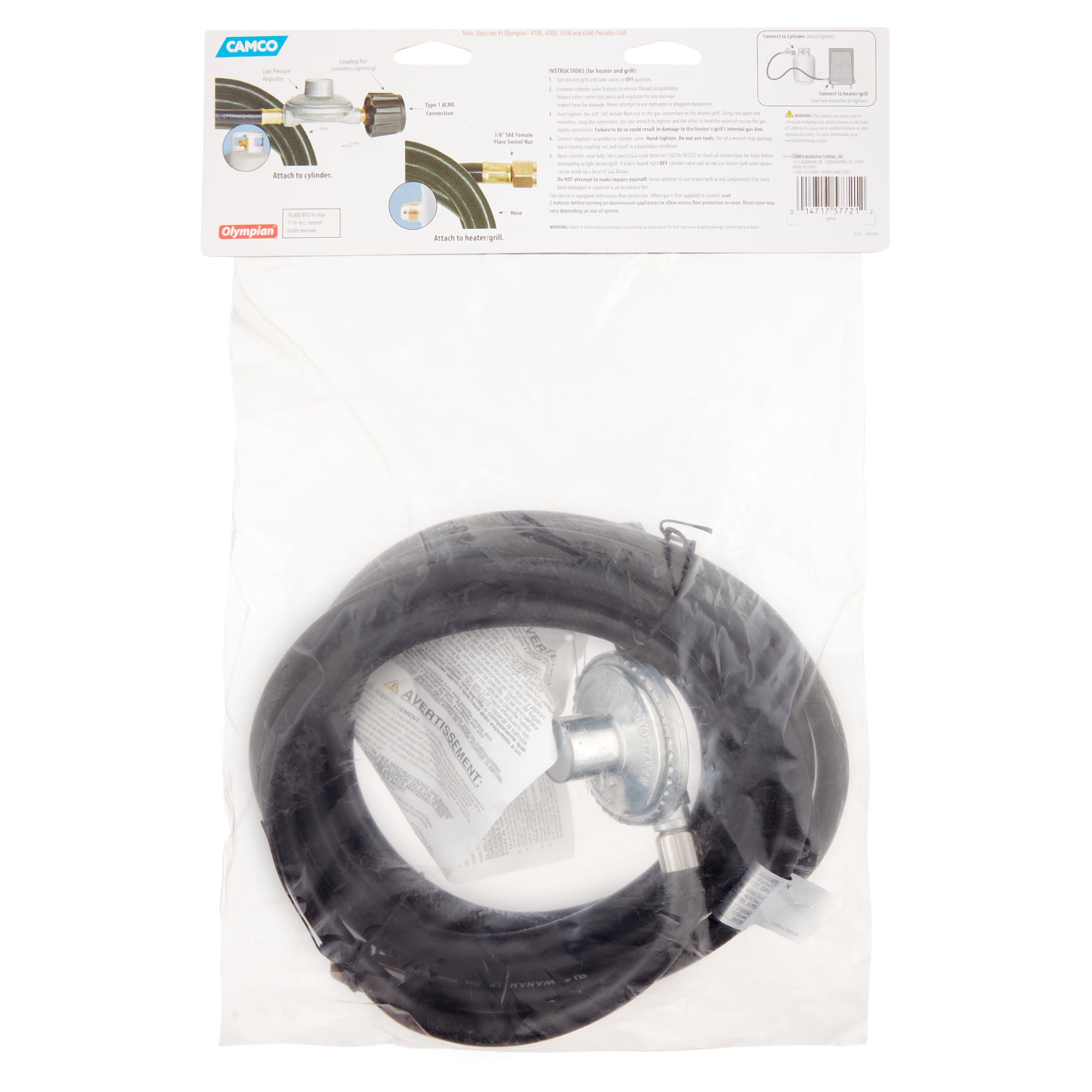 Camco 12-Foot Low Pressure Reg and Hose (57721)