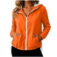 thumbnail image 2 of RQYYD Womens Running Jacket Zip Up Hooded Long Sleeve Lightweight Windbreaker with Pockets, 2 of 8