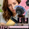 thumbnail image 2 of Electric Screwdriver, 8V Max 10Nm Pink Cordless Screwdriver Rechargeable Set with 82 Accessory Kit and Charger in Carrying Case, 21+1 Cluth, Dual Position Handle, LED Light, 2 of 8