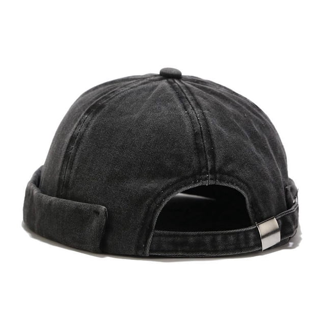 Bocca Bonnet Docker Lavé Sans Visière Couleur Unie Style Rétro Vintage Rue Printemps Automne Extérieur Gorras Noir Réglable