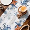 thumbnail image 3 of Crab Coastal Table Runner 70 Inches, Summer Beach Coral Starfish Grey Wooden Bed Runner Dresser Scarves Tabletop for Indoor Outdoor Parties/Ceremony/Banquet, 13" x 70", 3 of 9