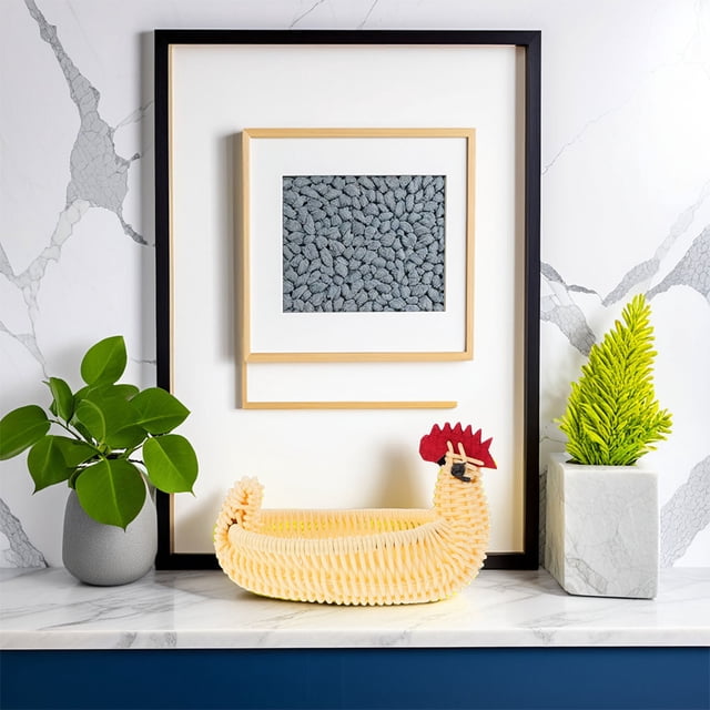 Hytrove Cesta Multifuncional Beige Imitación Ratán Con Forma De Animal Para Guardar Huevos Y