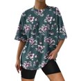 thumbnail image 1 of Qiopertar Mode Femme Blouse à Col Rond Imprimé Manches Courtes T-Shirt Tops d'Été Grandes Économies de Vacances! Offres de la Semaine Liquidation, 1 of 6