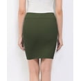 thumbnail image 3 of Made by Johnny Women's Elastic Waist Stretch Bodycon Midi Pencil Skirt Above The Knee Length Classic Skirt M OLIVE, 3 of 5