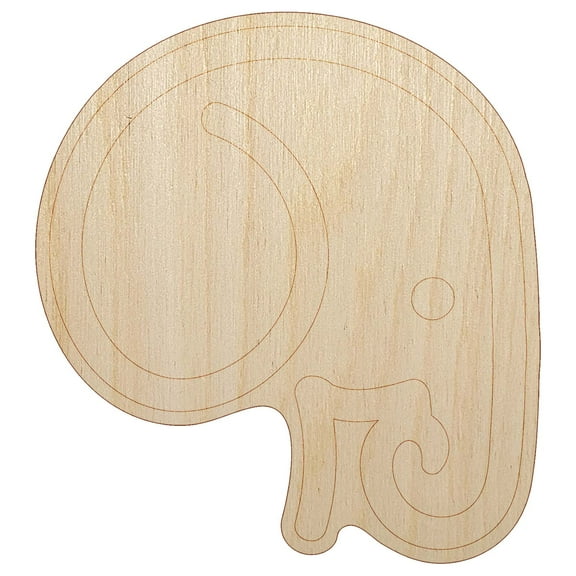 Simple Elephant Head Wood Shape Unfinished Piece Cutout Craft DIY Projects - 4.70 Inch Size - 1/8 Inch Thick