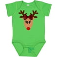 thumbnail image 3 of Inktastic Cute Girl Reindeer with Buffalo Plaid Bow Boys or Girls Baby Bodysuit, 3 of 5