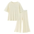 thumbnail image 4 of Agkizg Kids Girls Clothing Set Solid 2 Piece Outfit Short Sleeve Crewneck Top Pants Set, 4 of 6