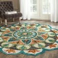 thumbnail image 4 of Ox Bay Enid 4' Round Rust /Teal Floral Medallion Indoor Area Rug, 4 of 9