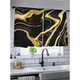 thumbnail image 5 of Black Gold Sheer Curtains 2 Panels Set Marble Luxury Abstract Glitter Fluid Pattern Lihgt Filtering Rod Pocket Voile Drape, Semi Sheer Window Curtains for Bedroom Living Room, 52"x54", 5 of 5