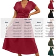 thumbnail image 3 of Ruimatai Women's V-Neck Twist Waist Short Sleeve A-Line Casual Midi Dresses for Women Work Office & Party Wear, 3 of 5