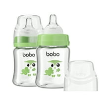 YOHKOH 5 oz Newborn Glass Baby Bottles Set,Slow Flow Nipple,for 0 m ,2 Pack-Green