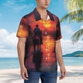 thumbnail image 5 of Balery Sunset River Western Cowboy Print Men's Hawaiian Shirts Short Sleeve Beach Shirt Relaxed Fit Vacation Button Down Shirts-3X-Large, 5 of 9
