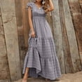thumbnail image 2 of fatyb Women's Vacation Dresses Boho V Neck Maxi Dresses Tiered Ruffle Flowy Long Dresses for Women, 2 of 7