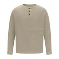 thumbnail image 3 of Men V Neck Henleys Sweater Casual Waffle Knit Long Sleeve Fisherman Pullover Blouse Winter Lightweight Slim Fit Basic Tops, 3 of 6