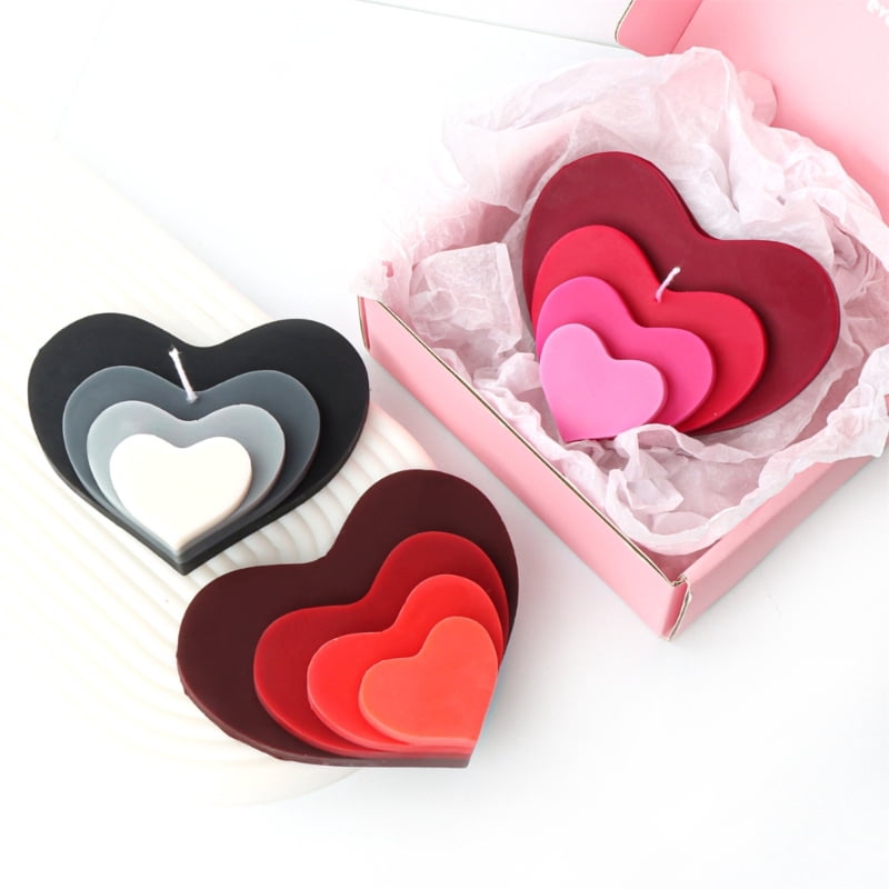 Zecic Love Heart Shape Candle Resin Moulds Heart Silicone Candle Molds DIY Soap Fondant Cake Valentines Day Decorating Tool