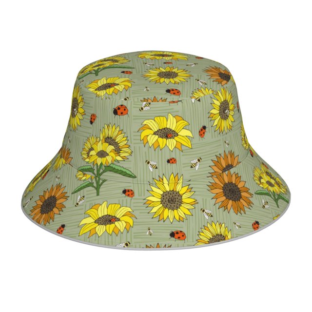 Balery Sage Green With Sunflowers Sombreros para el sol para hombre y mujer, sombrero de pescador con UPF 50+