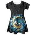 thumbnail image 4 of Yuyamidu Cute Panda Summer Dresses for Teens Girl Moon Round Neck Skater Dress Spring Summer Outdoor Short Sleeve Sundress Casual Flower Dresses for Kids Girls 11-12, 4 of 6