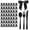 Black, variant on Austok 200PCS Plastic Silverware Set with Twist Tie Bow Heavy Duty Plastic Cutlery Set Premium Utensil With 50 Forks, 50 Spoons, 50 Knives, Perfect for Party, Wedding and Daily Use