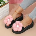 thumbnail image 6 of Women's New Summer One-line Fivel Flower Slippers Wear Fashionable Beach Sandals Slippers Summer Sandals Pink 39, 6 of 7