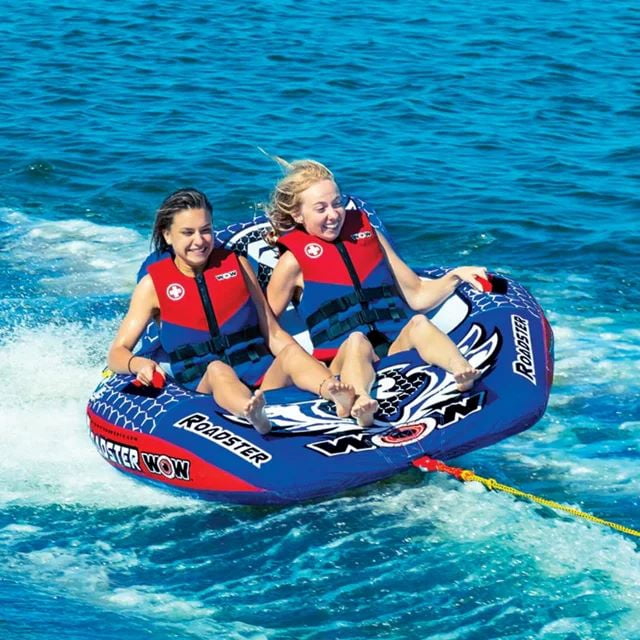 WOW SPORTS Roadster 1-2 Person Inflatable Towable Tube for Boating and WOW Sports 2K Tow Rope for Boating, Towables and Watersports, 60 ft