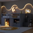 thumbnail image 3 of Harper & Bright Designs Full Size Wood Loft Bed with Storage Drawer and Shelf, Low Loft Bed Frame with Stairs and 7 Colors LED Light for Boys Girls, Gray, 3 of 13