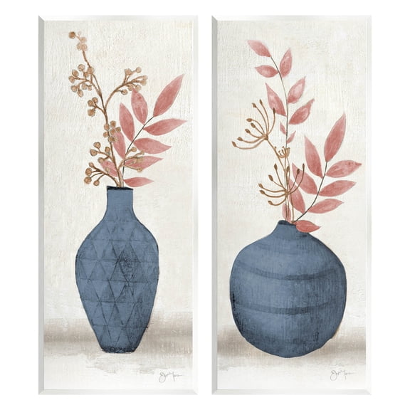 Ikebana Flower Vases Arrangement Botanical & Floral Graphic Art Unframed Art Print Wall Art, Set of 2