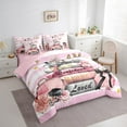 thumbnail image 3 of Erosebridal Girls Bags Perfume Bed in a Bag Twin Size,Chic Books Floral Bed Set,Pink Geometry Lines Bedding Twin Size,Microfiber Bedroom Decorative Reversible,7 Pieces, 3 of 7