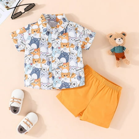 

pop seller Boys Summer Vest T-Shirt + Shorts Suit Animals Print Two-Piece Set