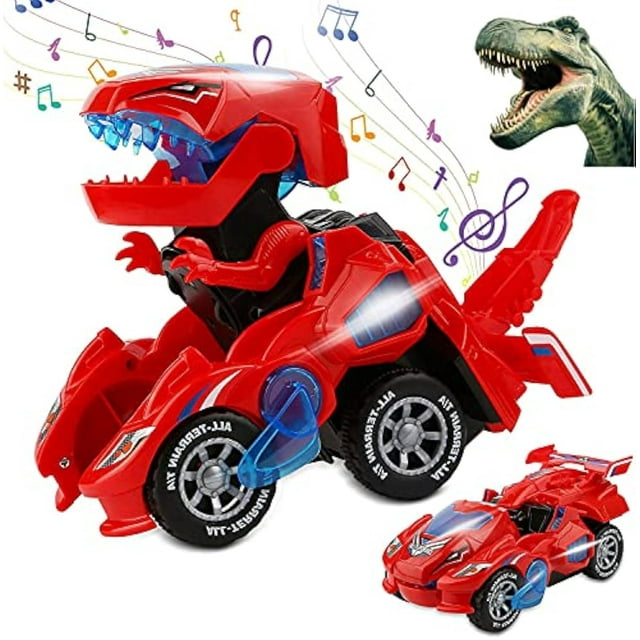 Coche LED Transforming Dinosaur de Transforming Toy Sunnhan, rojo