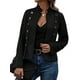 thumbnail image 1 of Chaqueta de Gamuza Sintética para Mujer, Informal, de Otoño, de Larga, Cuello Alto, con Abertura Frontal, Blazer Corto, Abrigo. Negro XL, 1 of 8