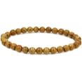 thumbnail image 1 of Natural Matt Woodgrain Stone Gemstone 6mm Round Beads Stretch Bracelet 7" Unisex, 1 of 5
