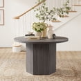 thumbnail image 4 of SICOTAS 47" Modern Round Dining Table&Chair Set for 4-6, Hexagonal Stable Base, Stain-Resistant Easy-Clean Finish, Space-Saving for Kitchen, Living Room,Dark Grey Alder, 4 of 13