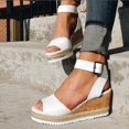 thumbnail image 1 of Retro Womens Fashion Open Toe Ankle   Platform Wedges Shoes Ladies Roman Sandals, 1 of 6