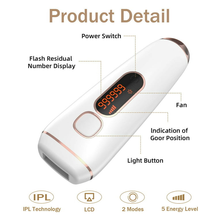 IPL Hair Removal for Women and Men, New Upgraded 999,900 Flashes Permanent  Laser Hair Removal Device on Facial Legs Arms Armpits Body, At-Home Use