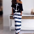 thumbnail image 2 of Conjunto de camiseta y falda de manga corta con estampado de ancla de barco de ocio estilo marino, 2 of 6