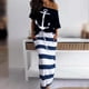 thumbnail image 2 of Conjunto de camiseta y falda de manga corta con estampado de ancla de barco de ocio estilo marino, 2 of 6
