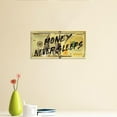 thumbnail image 3 of HFDF Golden 100 Dollar Canvas Wall Art spirational Money Wall Art Money Never Sleeps Artwork Wooden Ready to Hang- 14x11inch Framed, 3 of 6