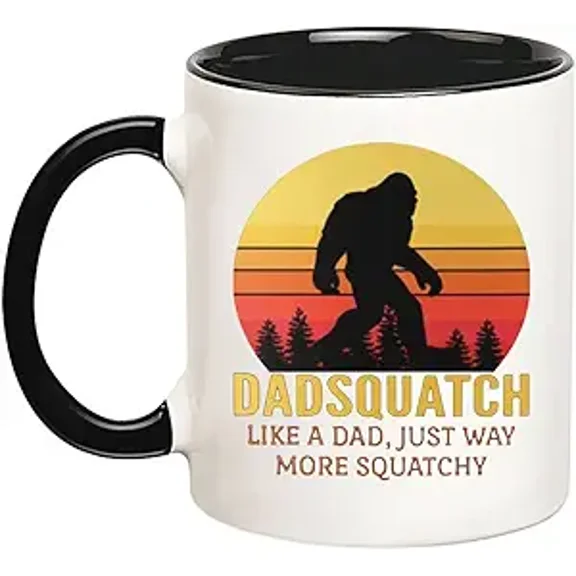 Dadsquatch Mug, Sasquatch Dad Gift, Like a Regular Dad but More Squatchy, Funny Gift for Dad, Sasquatch Mug, 11 Oz Novelty Coffee Mug, Black