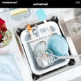 thumbnail image 3 of madesmart Collapsible Dish Rack, Foldable Dish Drying Station for Plates, Bowls, Cups & Utensils, Integrated Draining Board, Non Slip Base, Durable & Easy-Clean Kitchen Drying Organizer, White, 3 of 9