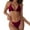 Red, variant on Women Swimsuits Solid Color Spaghetti Strap Three-Point Separates Bikinis Brown Bathing Suit for Women L
