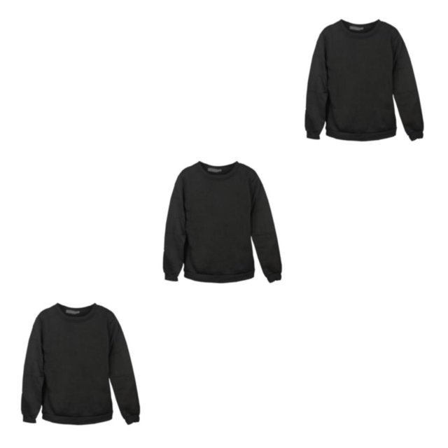relayinert Haut de Survêtement en Molleton Uni pour Hommes, Col Rond, Chaud et Élégant, Noir TG 3ensemble