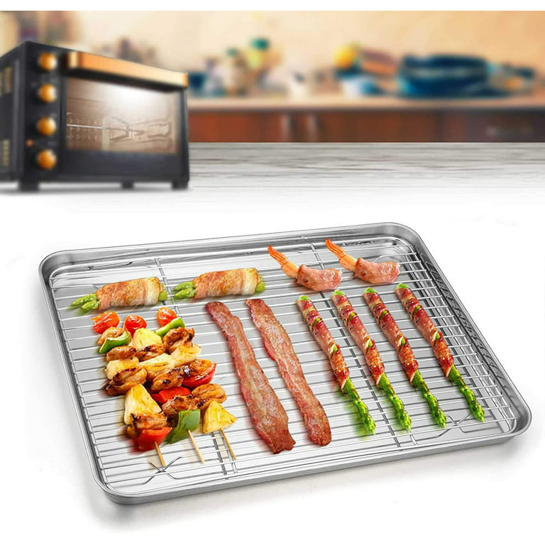 Large Set Baking Sheet and Cooling Rack Set, Bastwe 24L x 16W x 1H inch  Professional Bakeware, Healthy & Nontoxic & Rustproof & Easy Clean