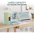 thumbnail image 3 of Jointown Mesh Desk Organizer, 5-Tier Paper Letter Tray with File Holder & Pen Holder & Sliding Drawer, Desktop Organizer and Storage for Desk Accessories Office Supplies, Blue, 3 of 6