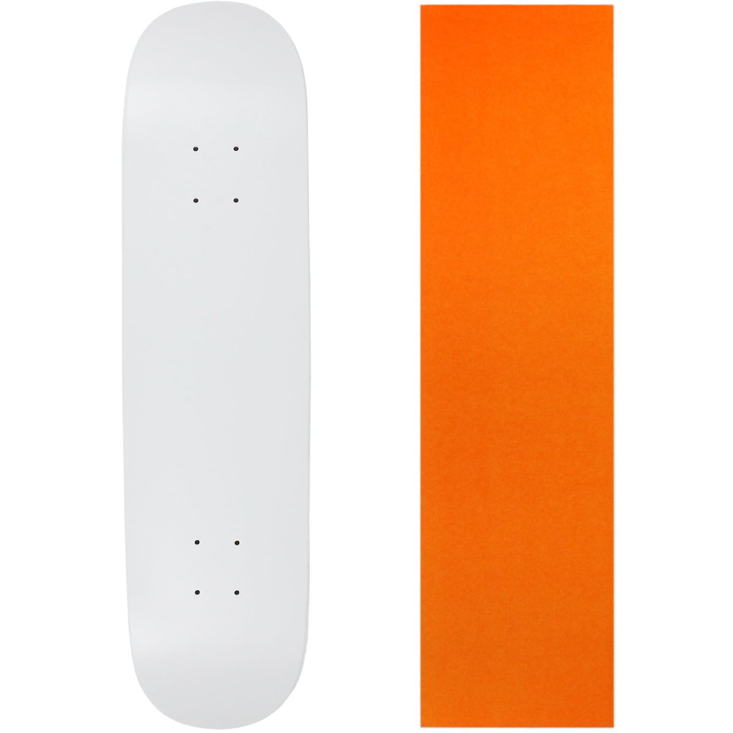 Skateboard Deck Blank Dipped White 7.5" Orange Grip